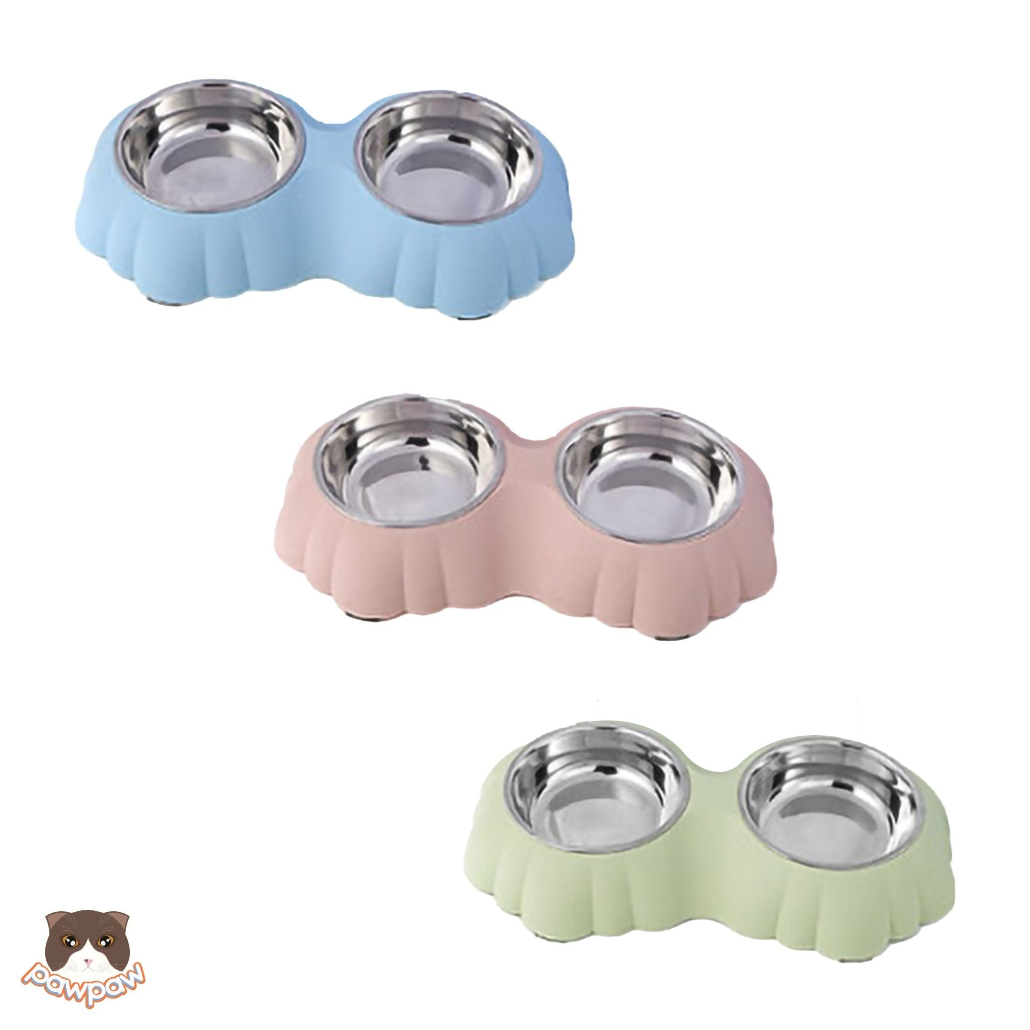  Bát ăn đôi inox hình hoa cho chó mèo 