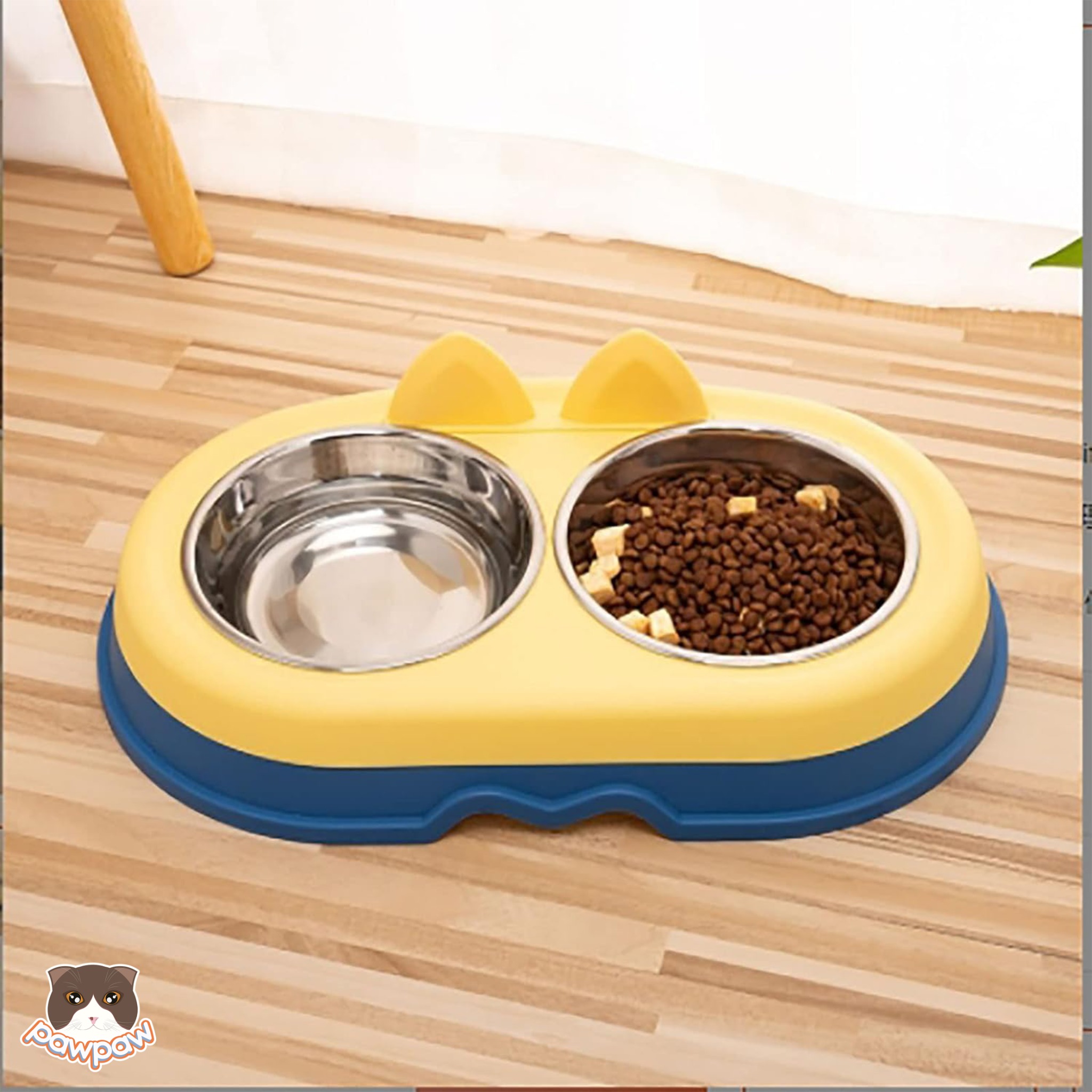  Bát ăn đôi inox tai mèo lớn 