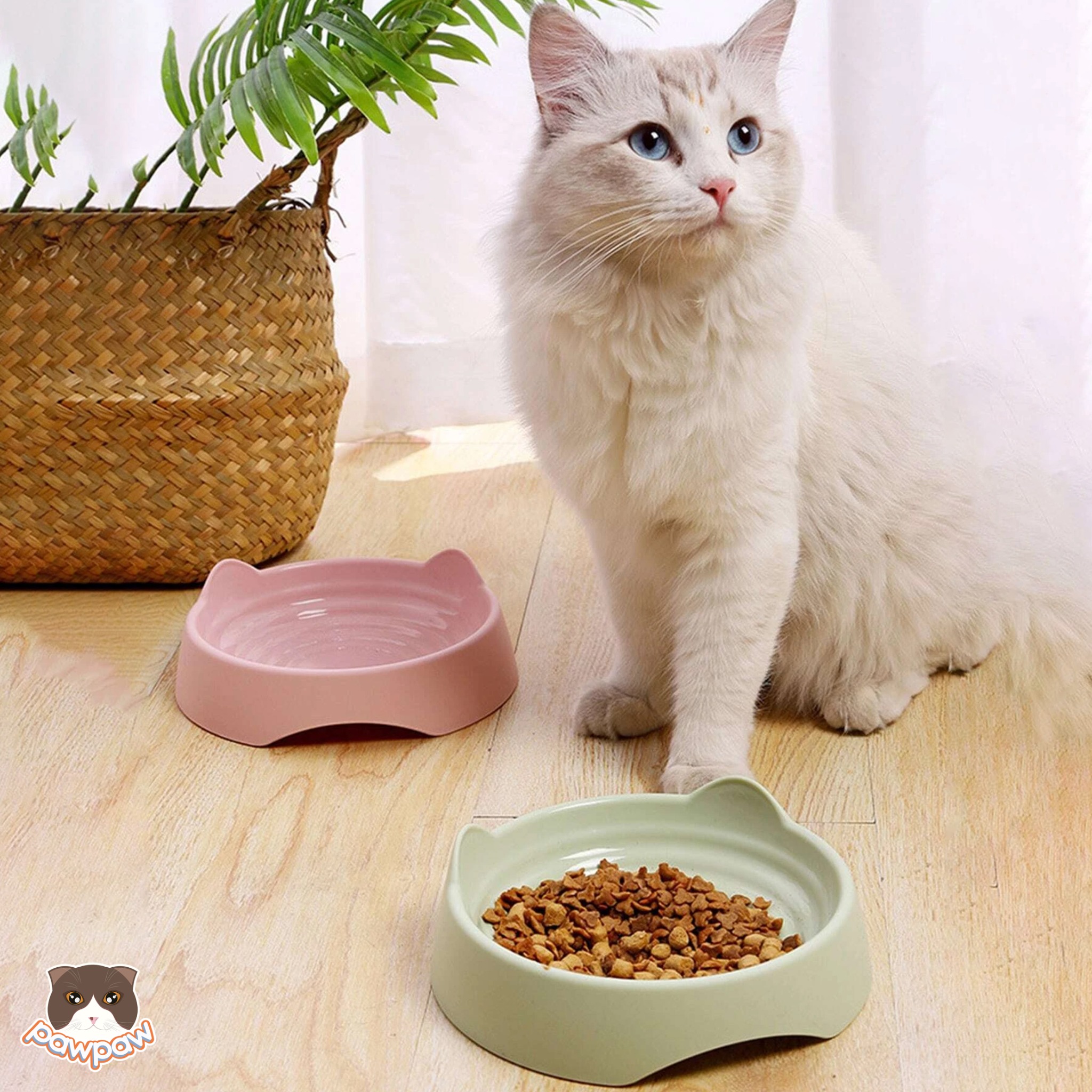  Bát ăn nhựa tai mèo có vân cho chó mèo 