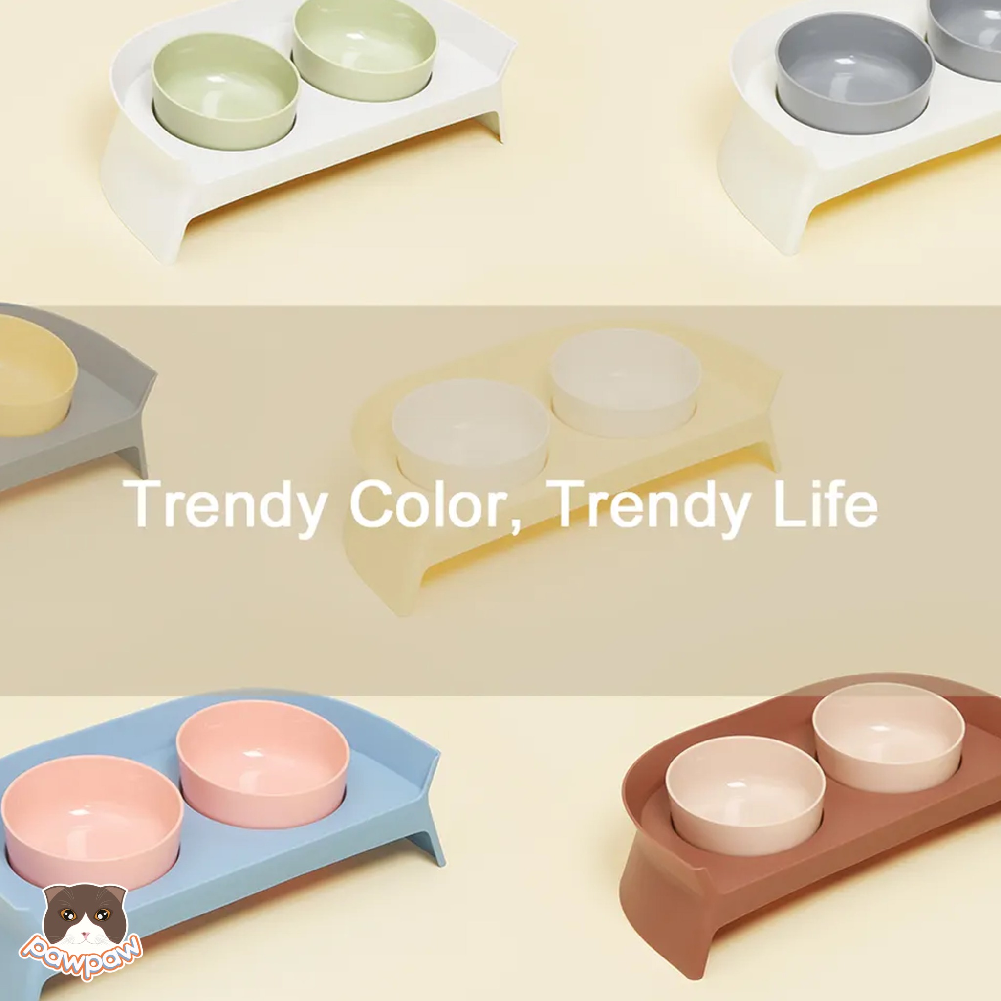  Bộ bàn & chén đôi sứ Pakeway cho mèo 