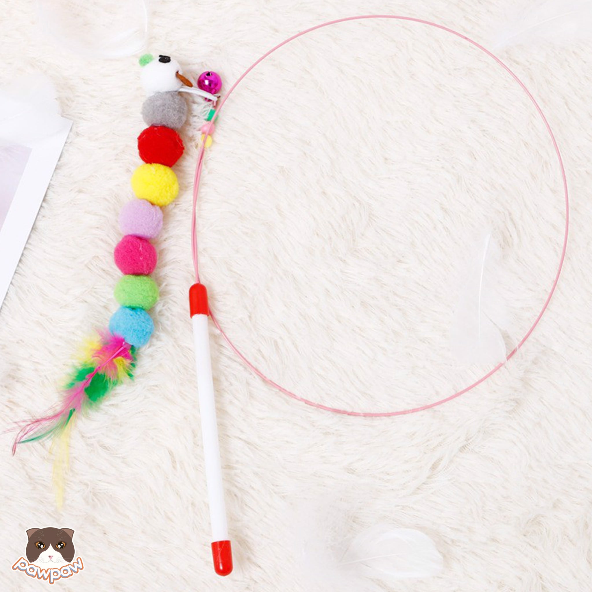  Cần câu dây thép hình sâu 7 màu cho mèo 