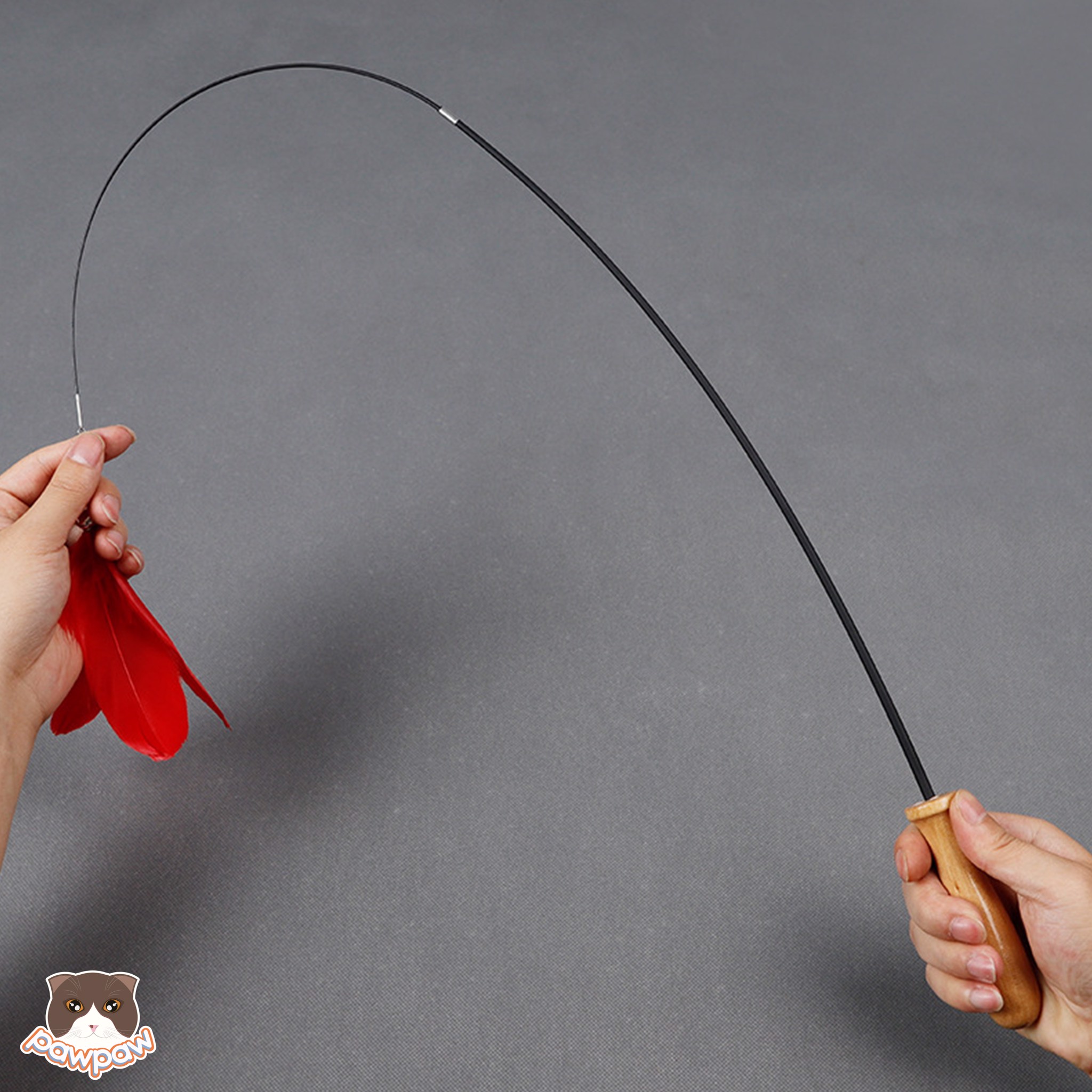  Cần câu cán gỗ lông vũ cho mèo 