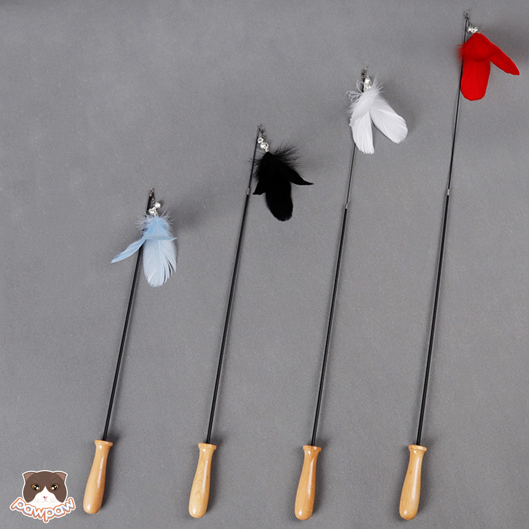  Cần câu cán gỗ lông vũ cho mèo 