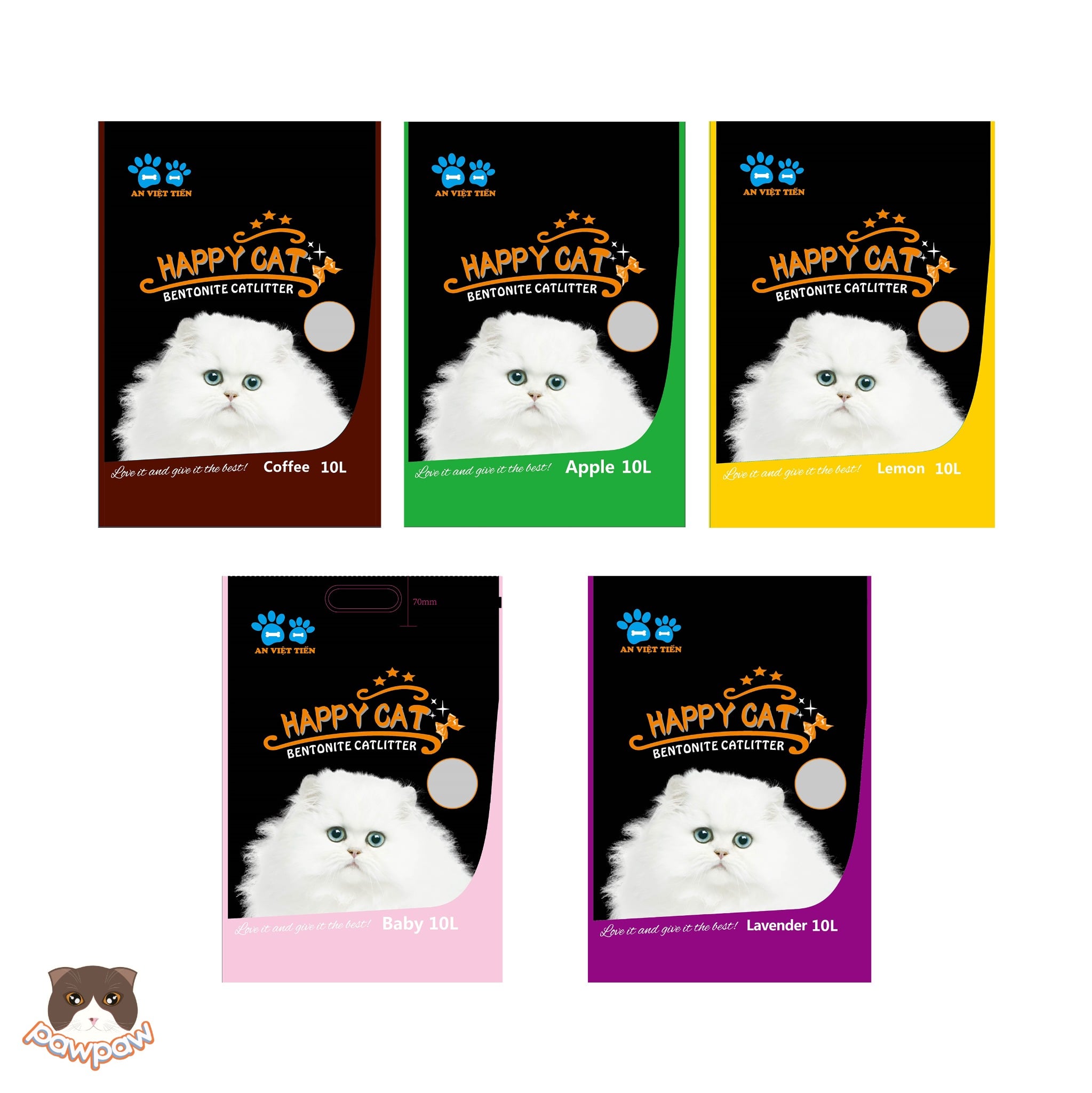  Cát đất sét Happy Cat 10L cho mèo 