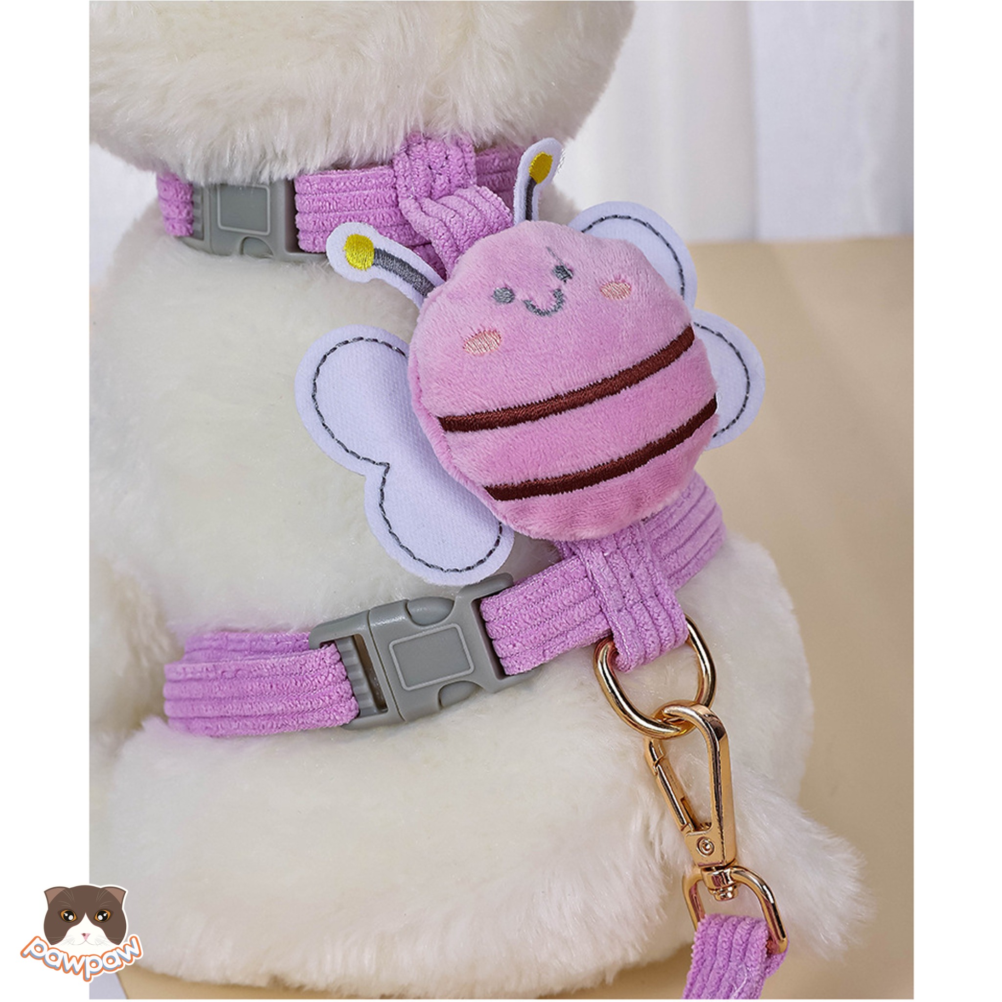 Arnés y Correa para Perro y Gato con Diseño de Abejita - ARNES COLLAR DE PASEO PARA PERRO Y GATO