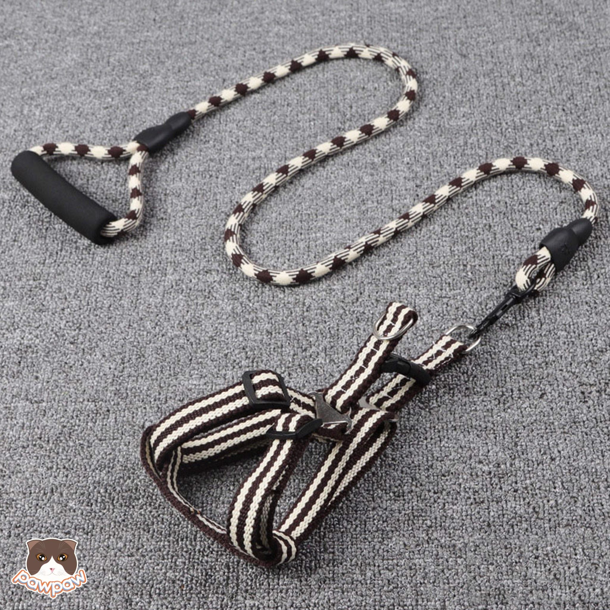  Đai kèm dây dắt sọc cho chó mèo 