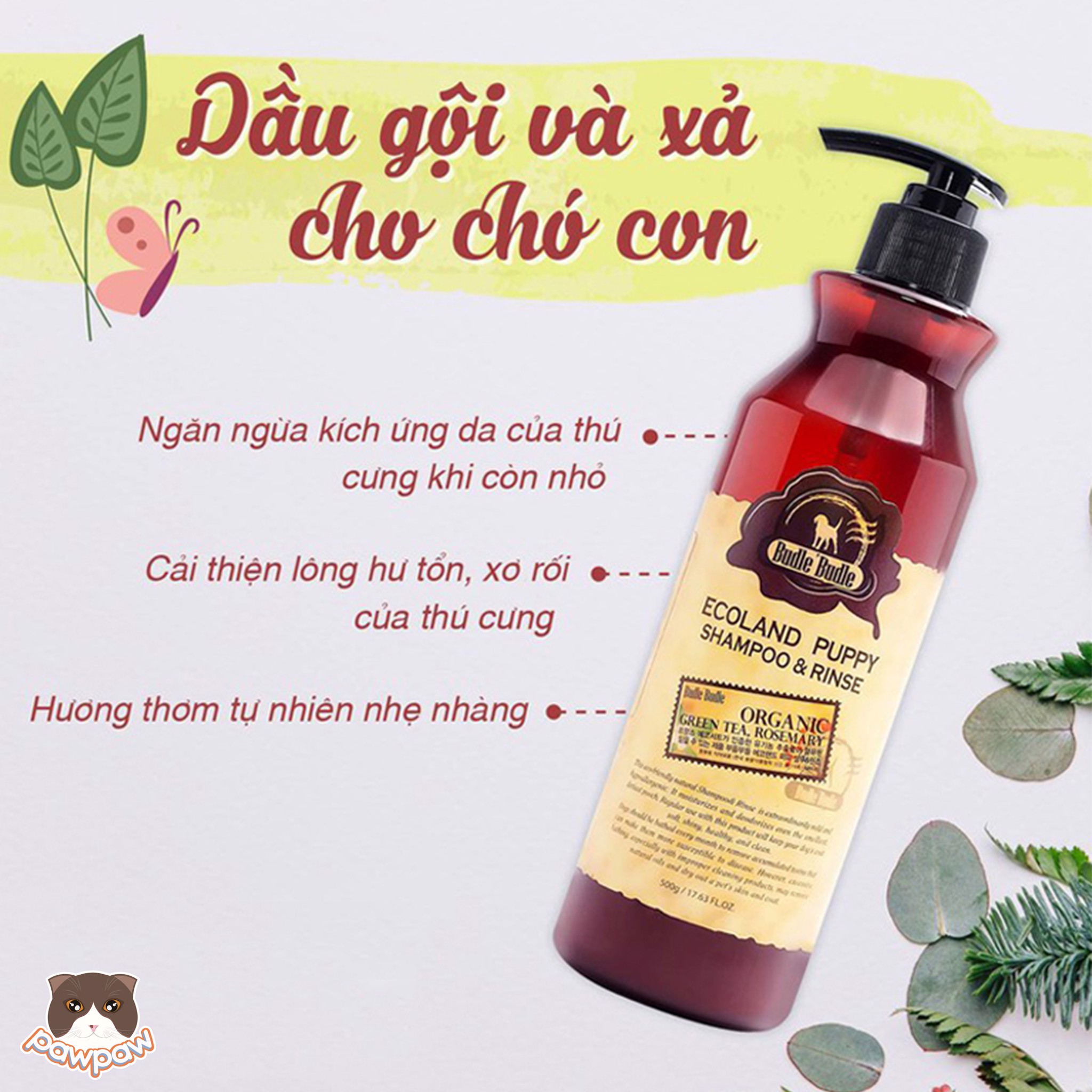  Dầu gội & xả chó con BudleBudle 500ml 