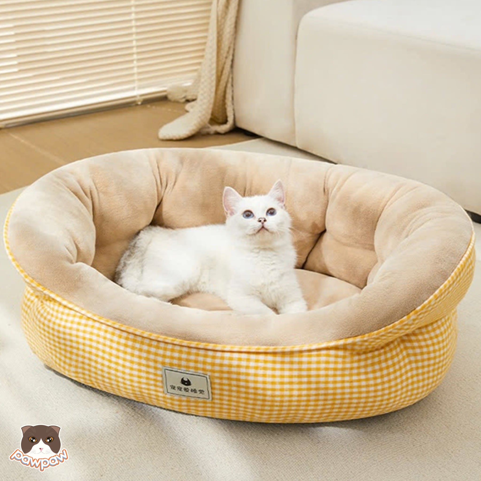  Đệm ovan kẻ caro cho chó mèo 