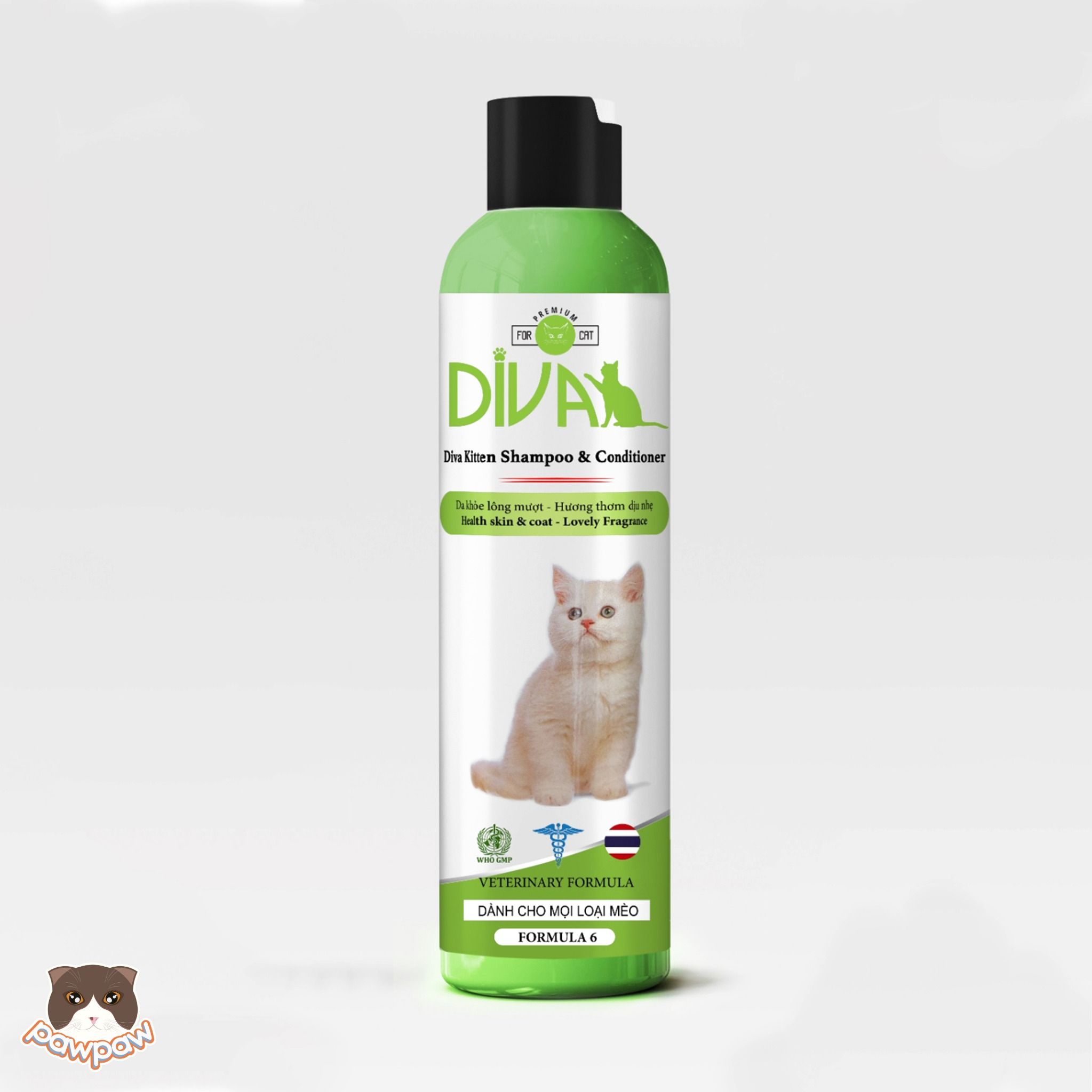  Sữa tắm Kitten Gel DIVA 6 - Xanh lá cho mèo 