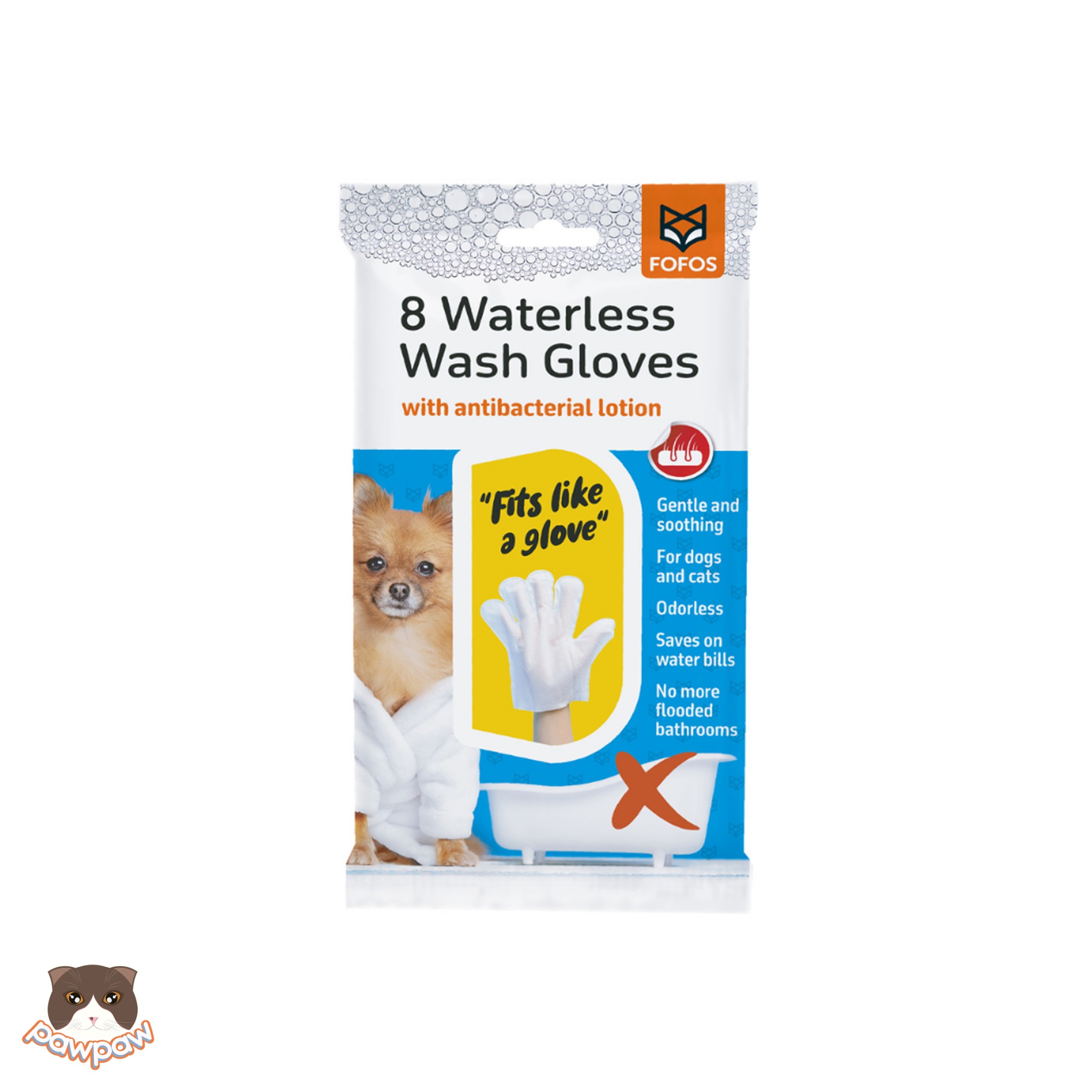  Găng tay giấy tắm khô Fofos cho chó mèo 