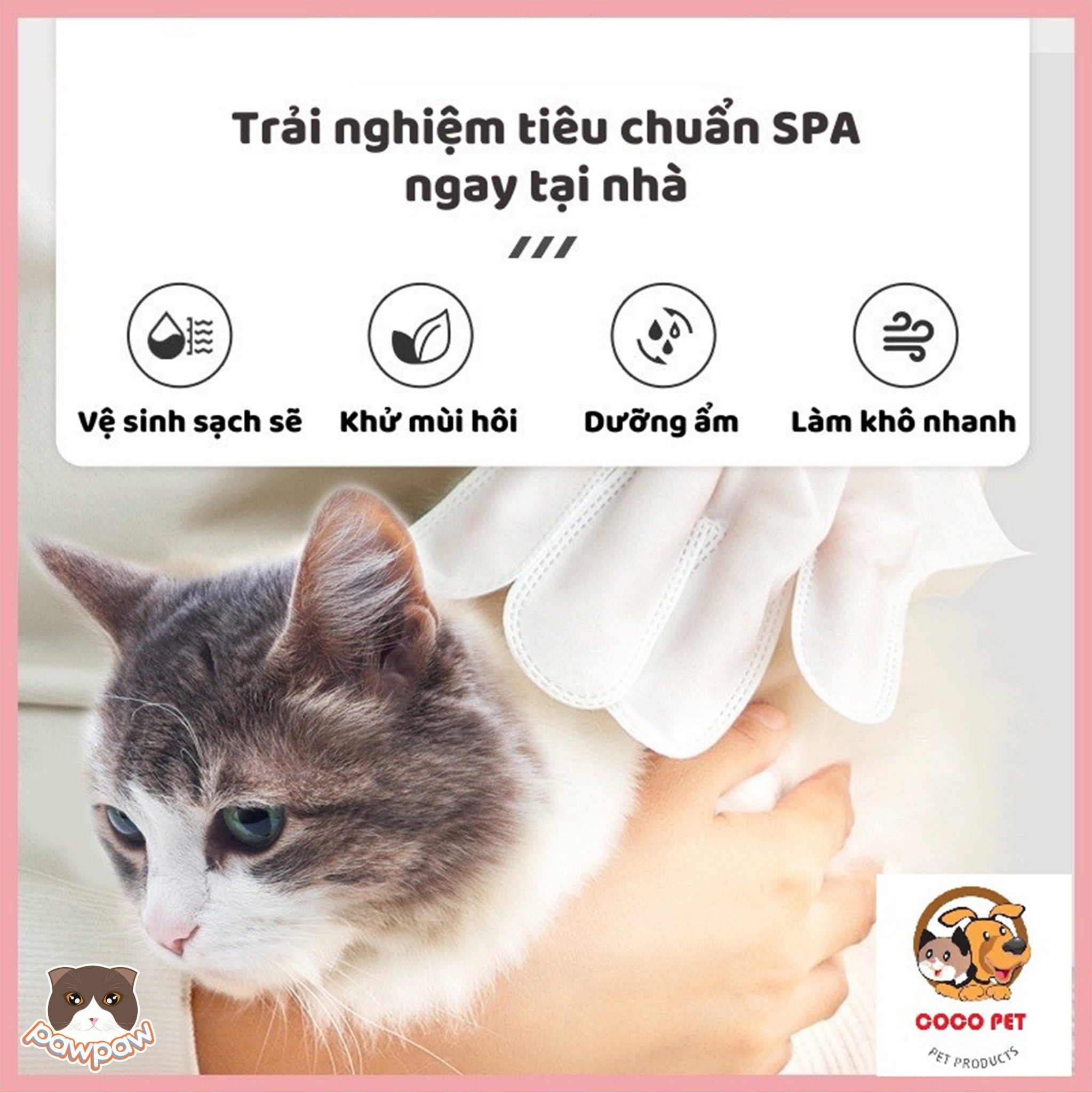  Găng tay tắm khô, khử mùi BKAKV cho chó mèo 