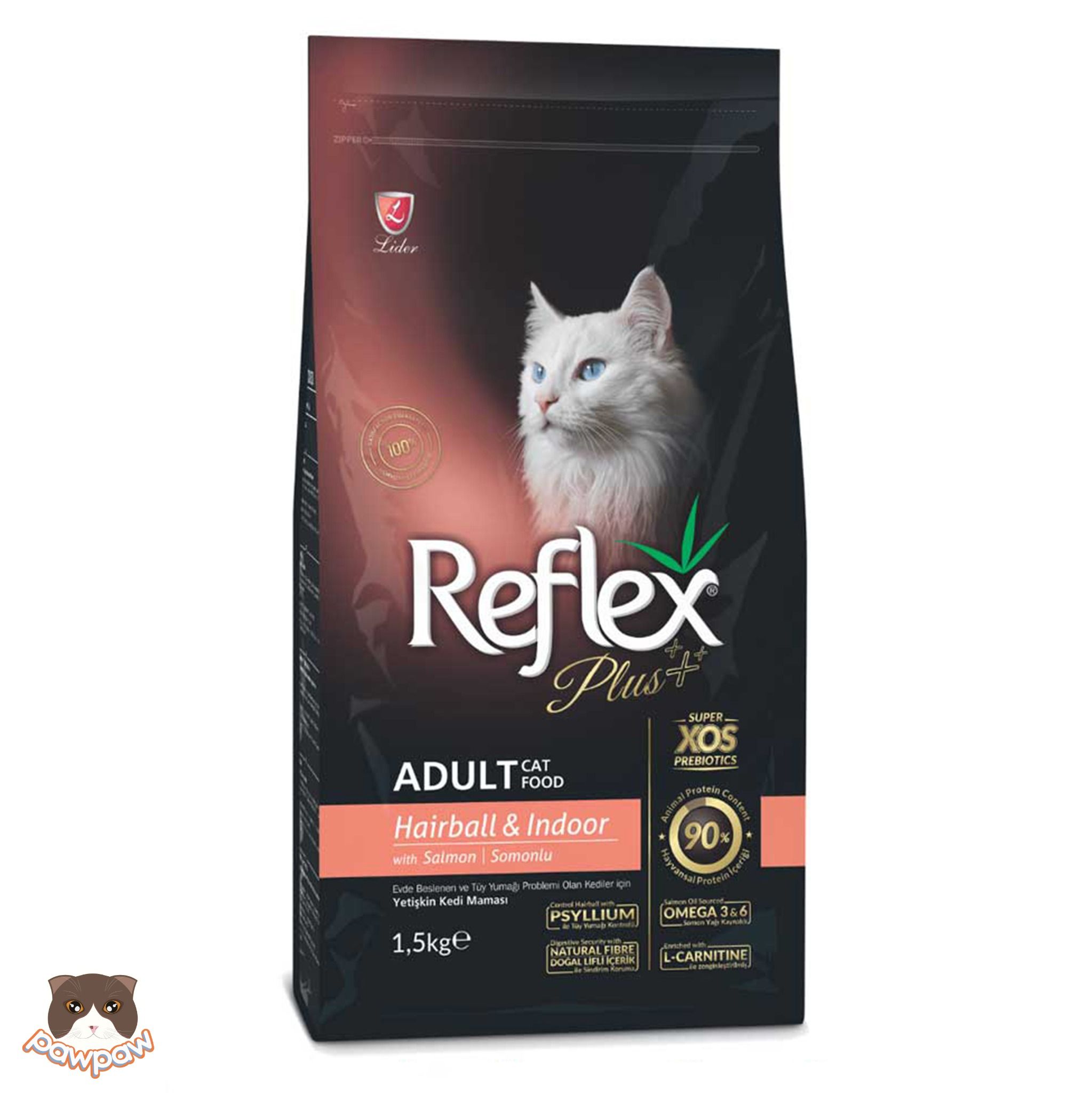  Hạt hỗ trợ tiêu búi lông Reflex Plus Hairball & Indoor 1.5kg cho mèo trưởng thành 