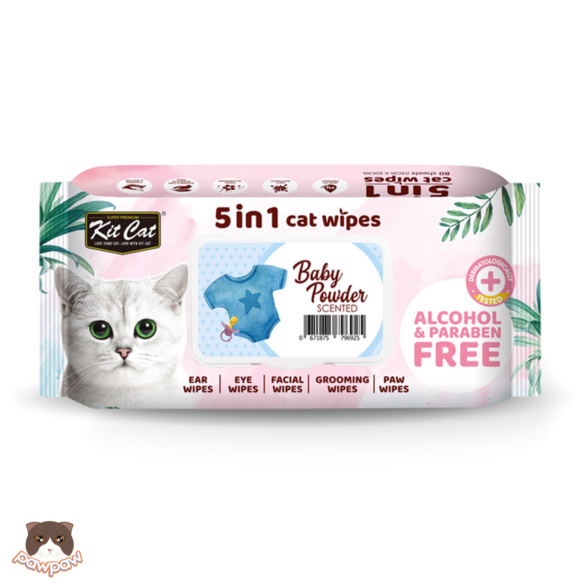  Khăn giấy ướt kháng khuẩn Kitcat 80 tờ cho mèo 