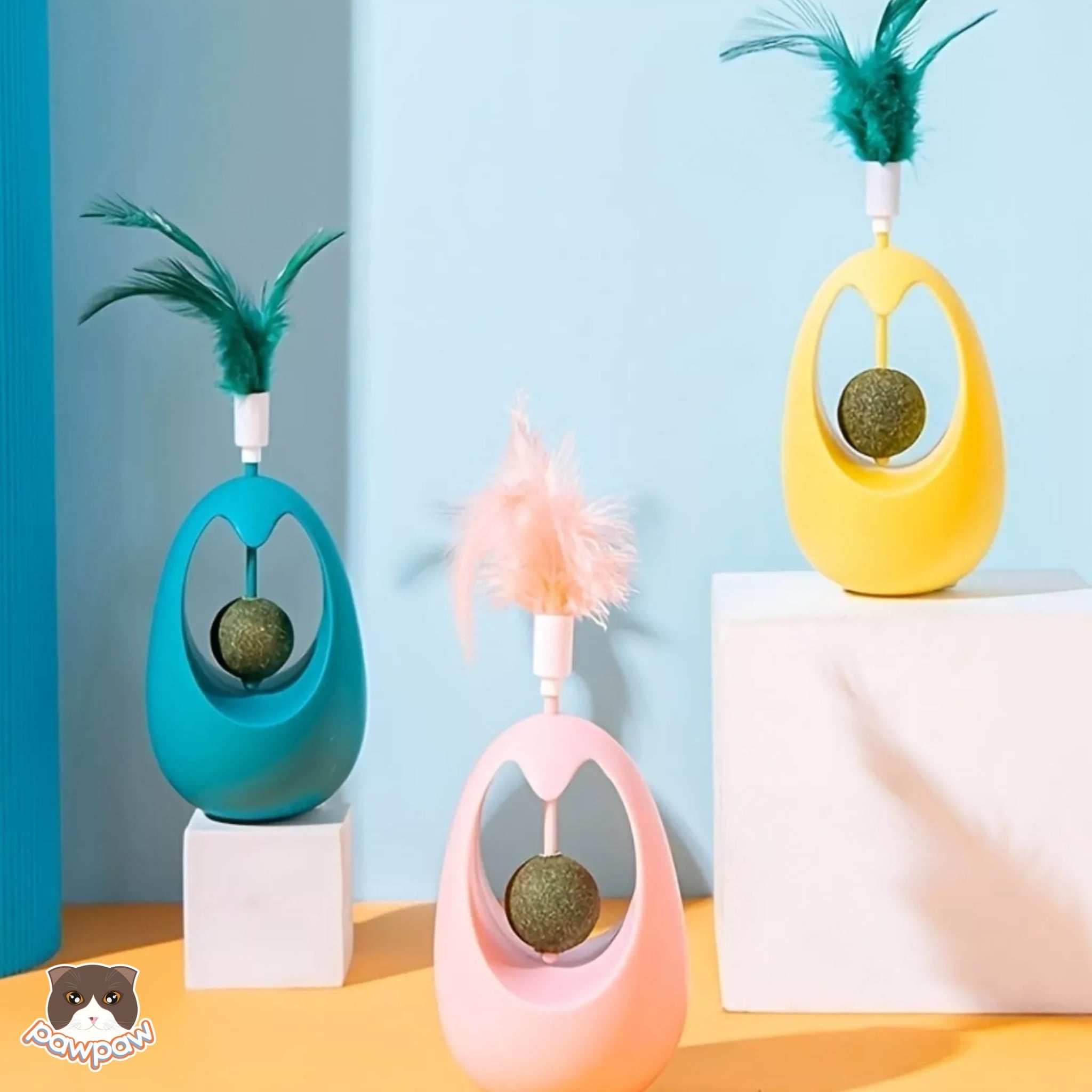  Đồ chơi lật đật kèm cỏ bạc hà trái tim cho mèo 