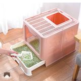  Nhà vệ sinh 2 cửa có khay kéo cho mèo 