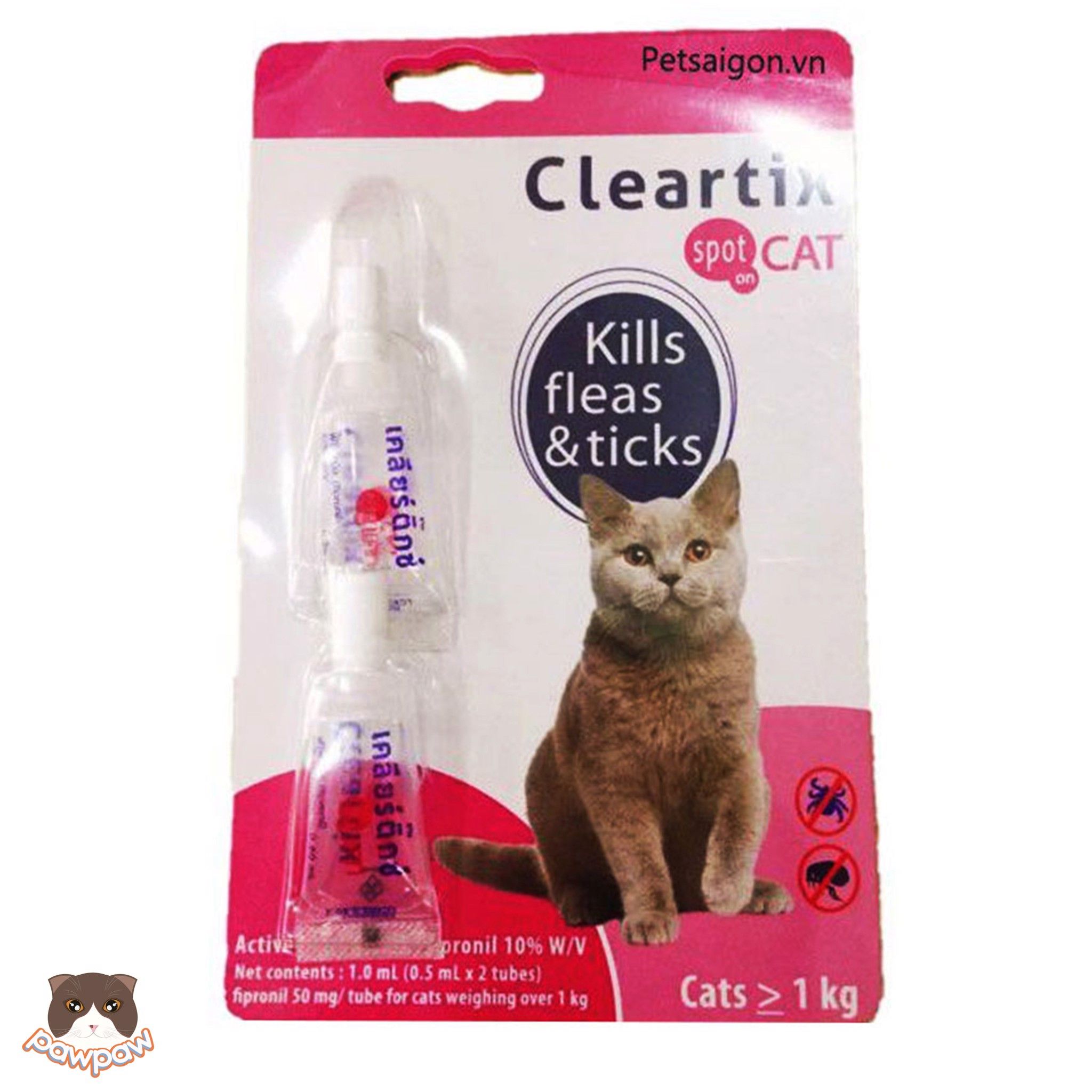  Nhỏ gáy Cleartix trị ve rận cho mèo 