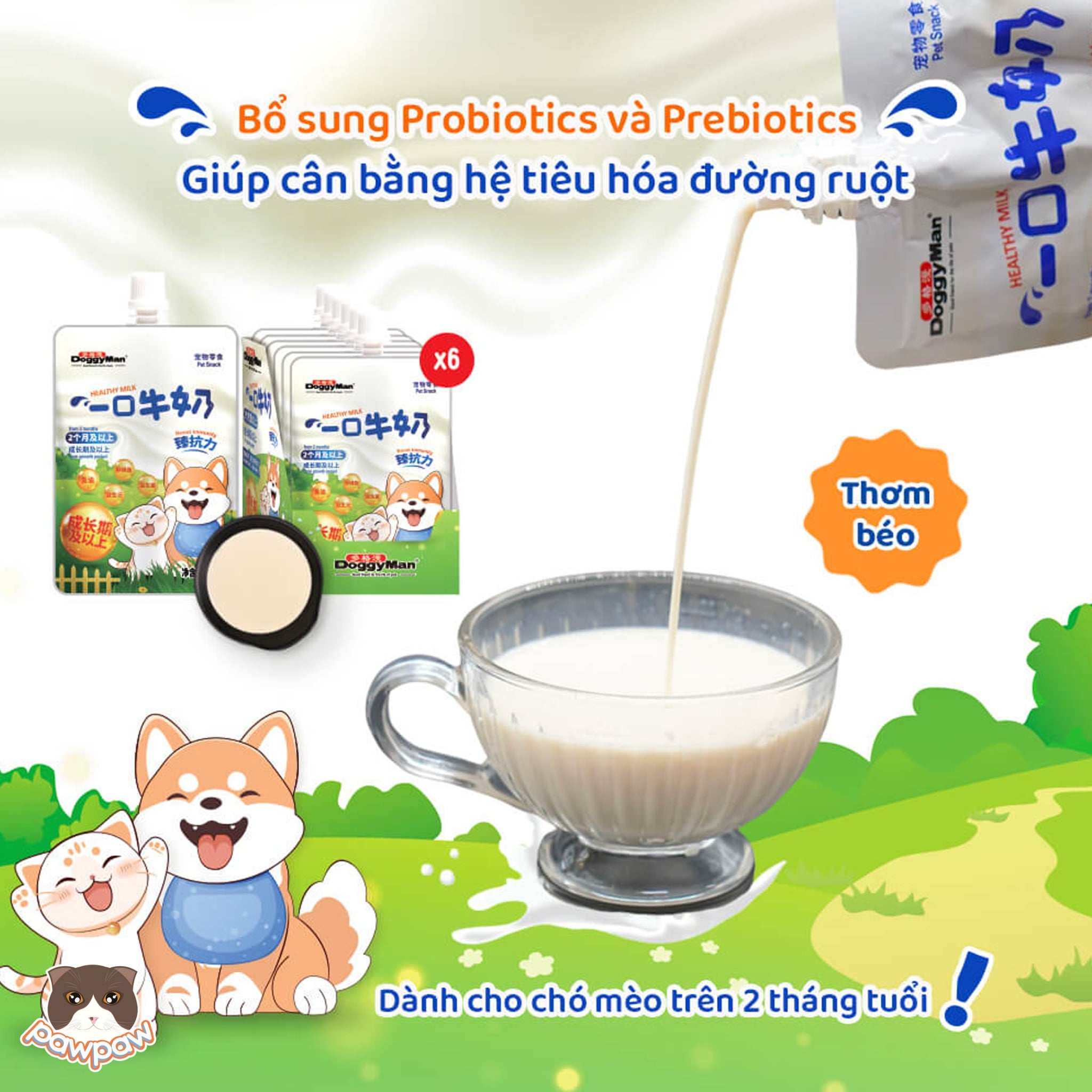  Sữa tươi gói DoggyMan 200ml cho chó mèo 