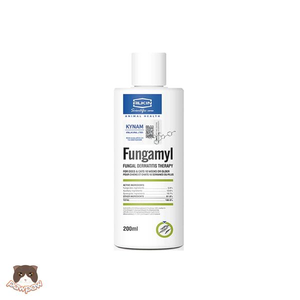  Sữa tắm trị nấm, viêm da, vảy gàu Alkin Fungamyl 200ml cho chó mèo 