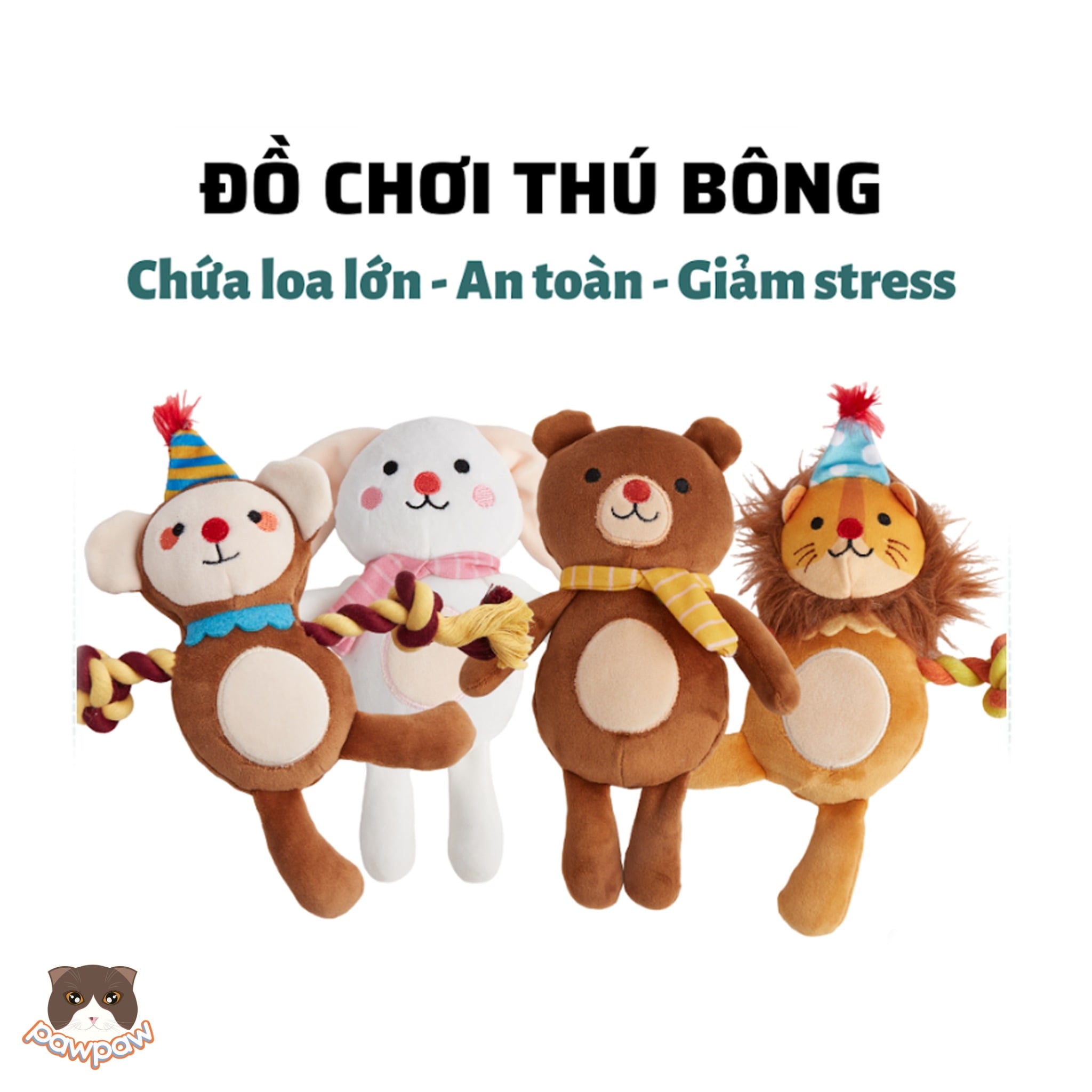  Đồ chơi dây thừng khỉ bông Fofos cho chó 