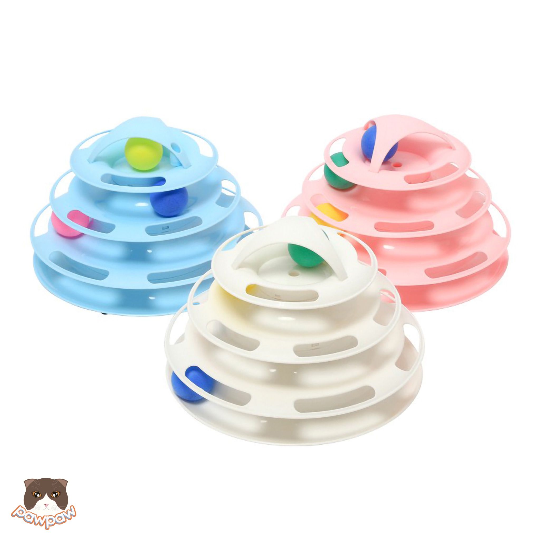  Đồ chơi tháp banh 3 tầng tròn cho mèo 