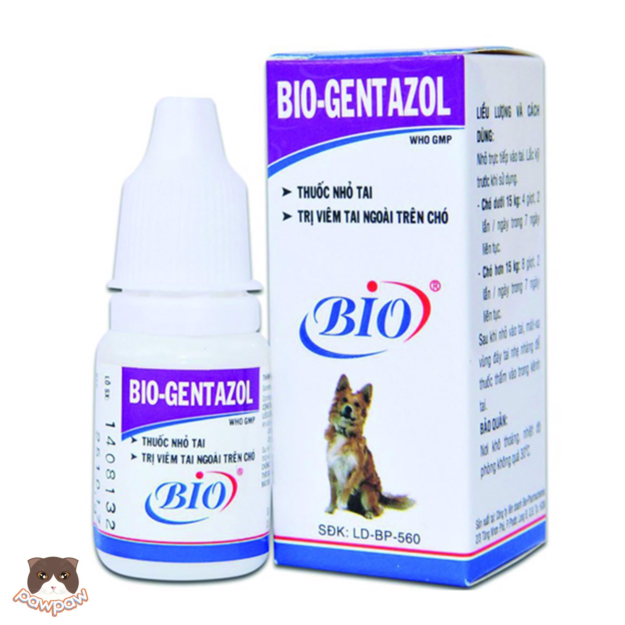  Thuốc nhỏ tai cho chó mèo Gentazol Bio 10ml 