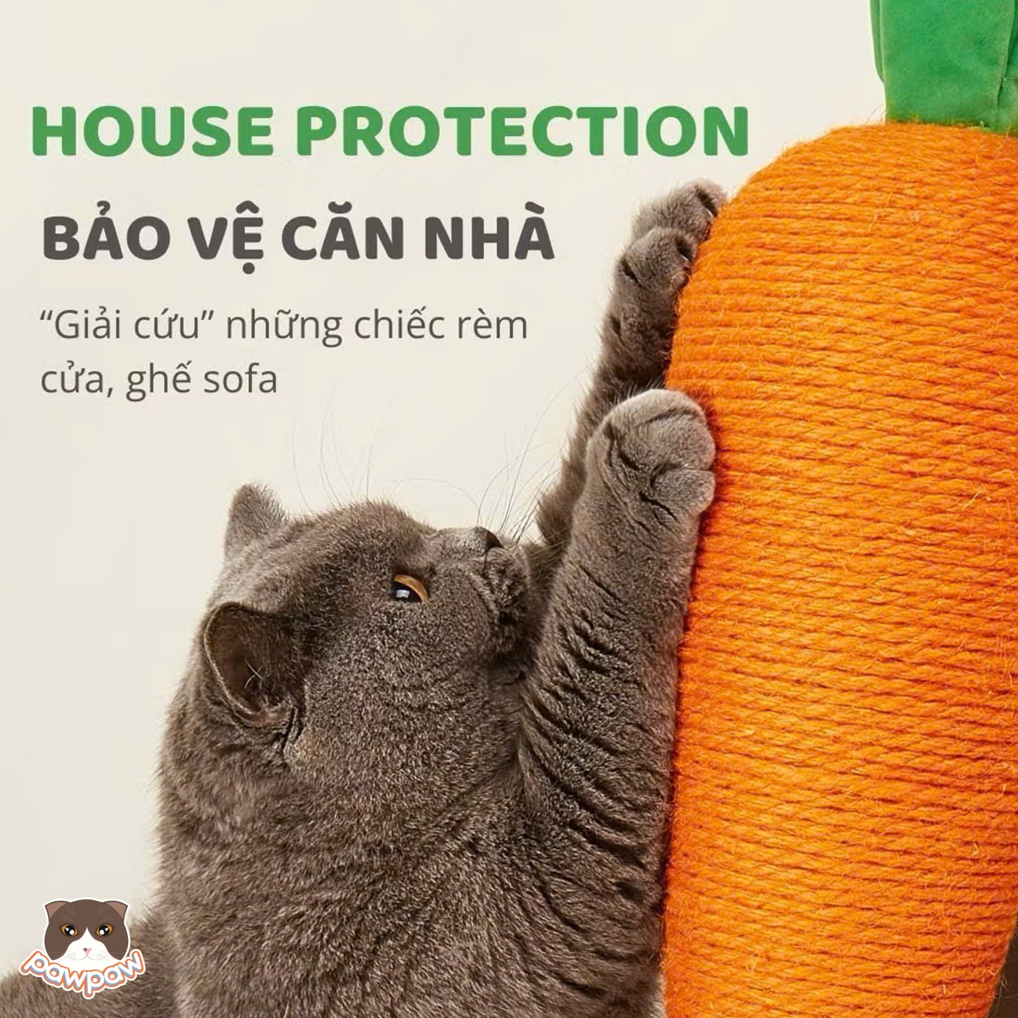 Trụ cào móng đứng cà rốt Fofos cho mèo 