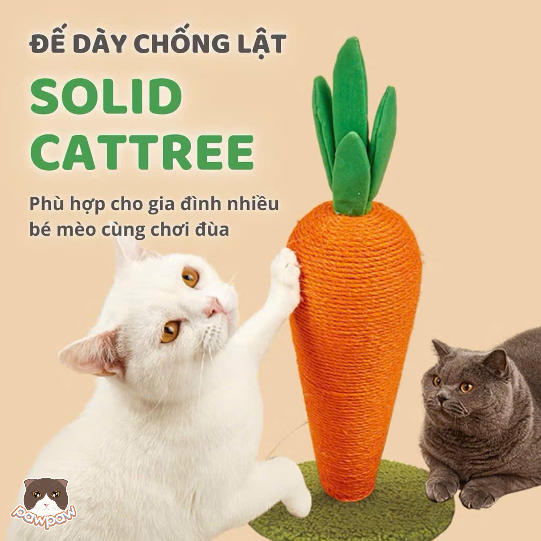  Trụ cào móng đứng cà rốt Fofos cho mèo 