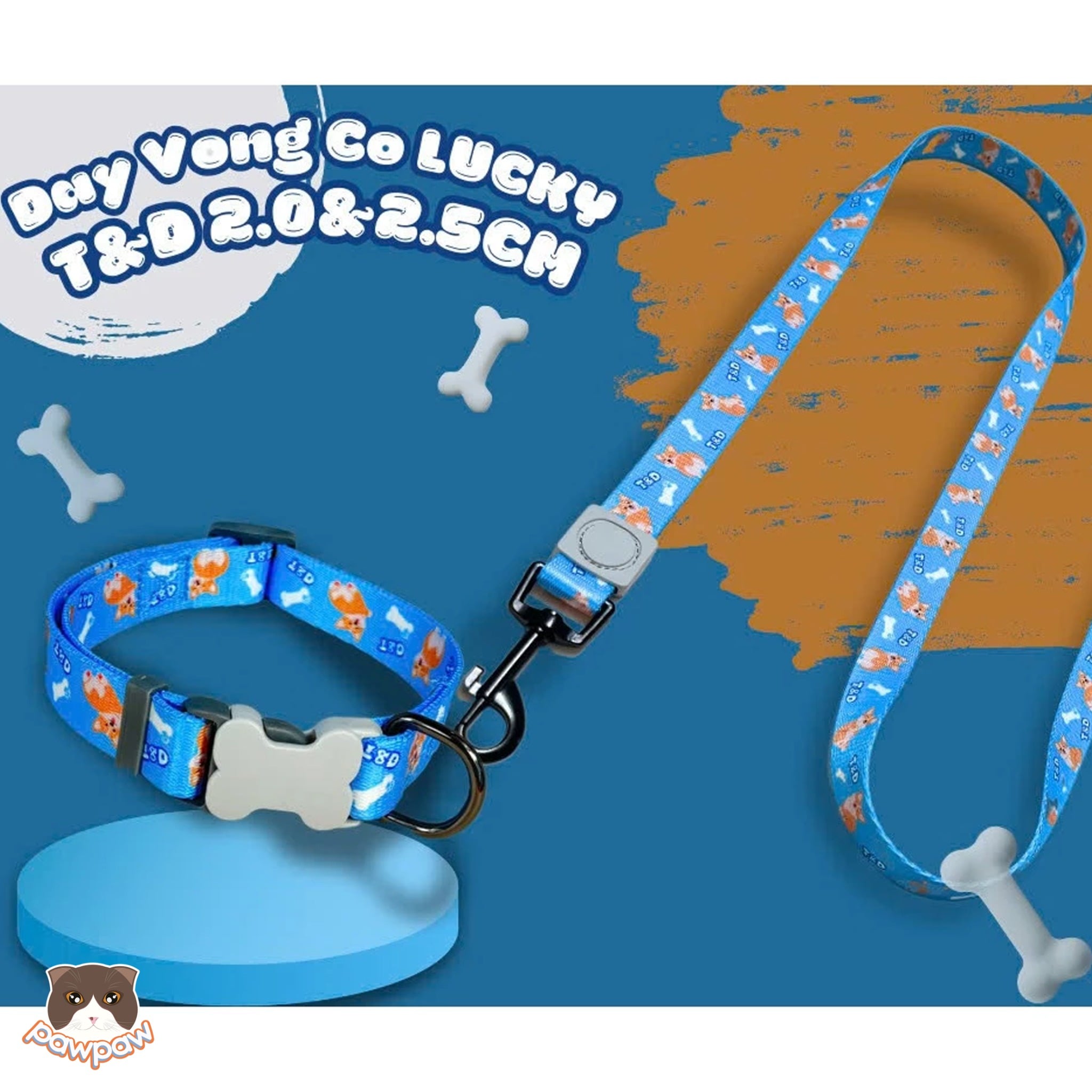  Vòng cổ dây dắt Lucky T&D cho chó mèo 