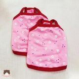  Áo 2 dây hồng hoa mai cho chó mèo 