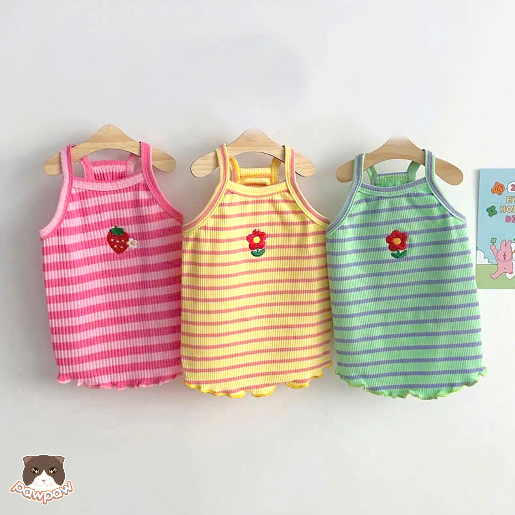  Áo dây sọc hoa cho chó mèo 