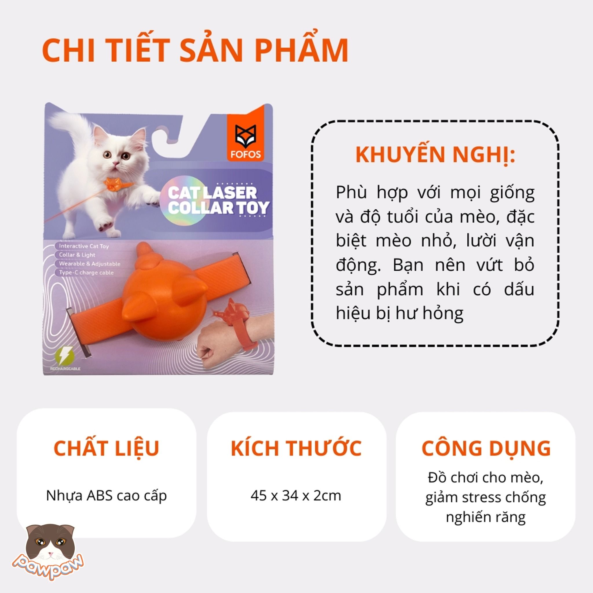  Vòng cổ đèn lazer FOFOS cho mèo 