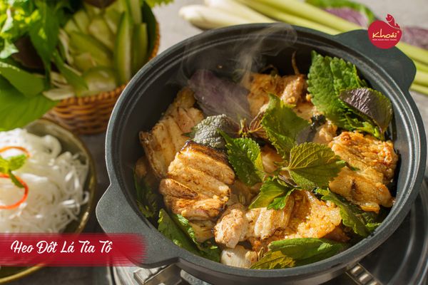  Heo Đốt Lá Tía Tô - Fired Pork & Herbal Leaves 