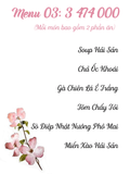  Setmenu 03: 3,474,000 / bàn 