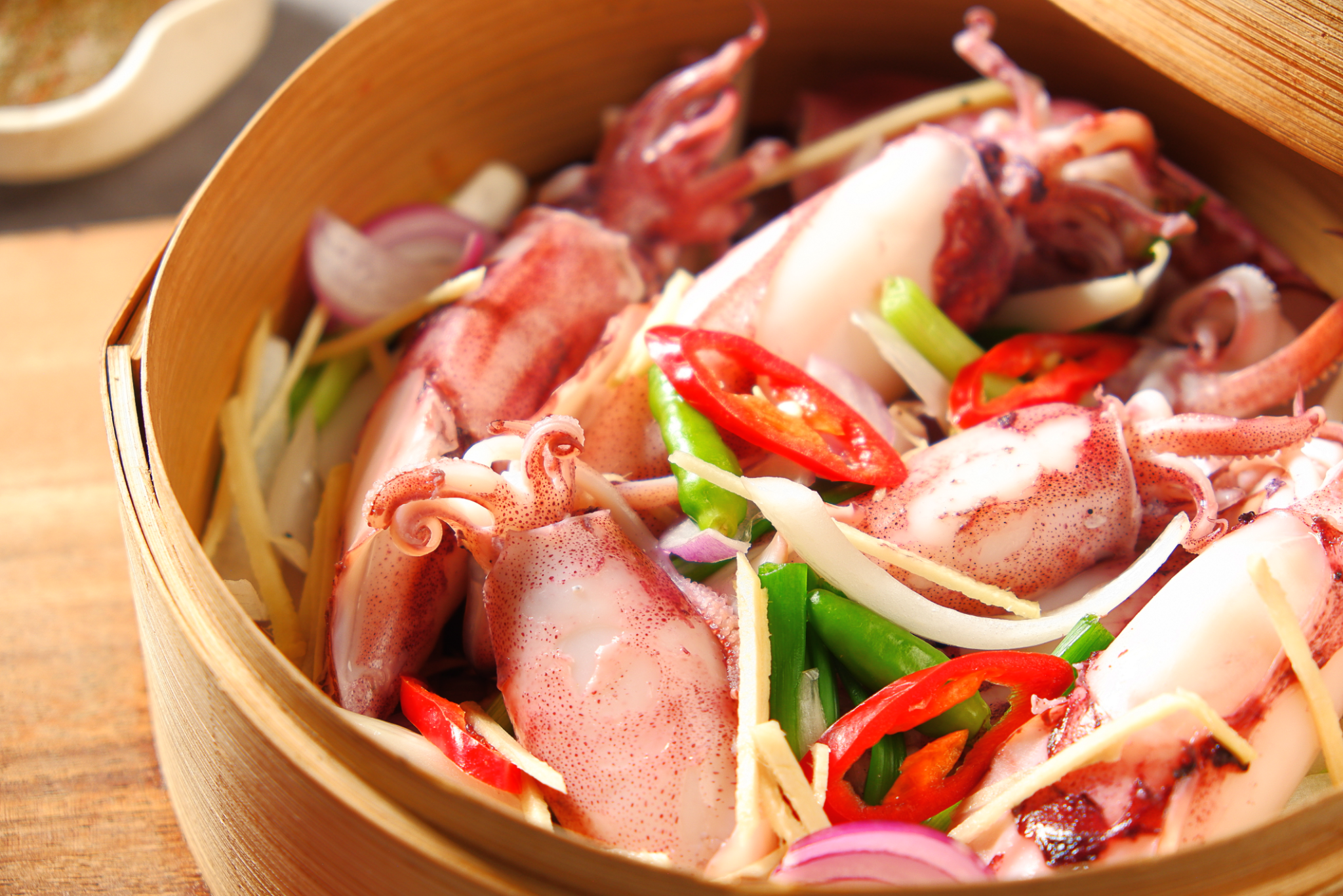  Mực Hấp Gừng - Squid steamed with ginger 