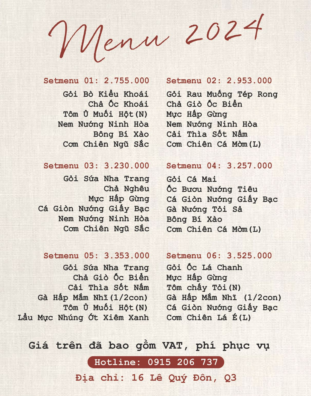  SETMENU TIỆC 2.500.000 - 3.500.000 