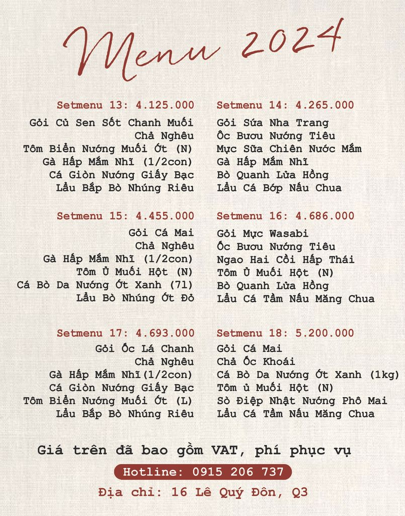  SETMENU TIỆC 4.000.000 - 5.000.000 