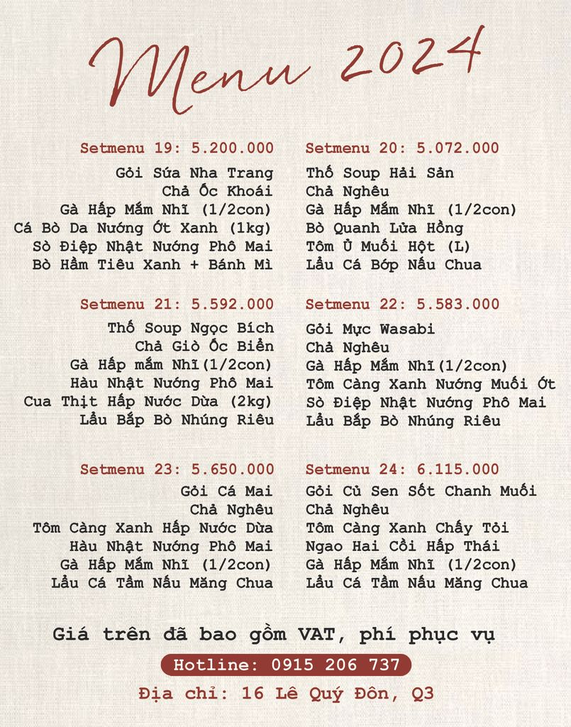  SETMENU TIỆC 5.000.000 - 6.000.000 