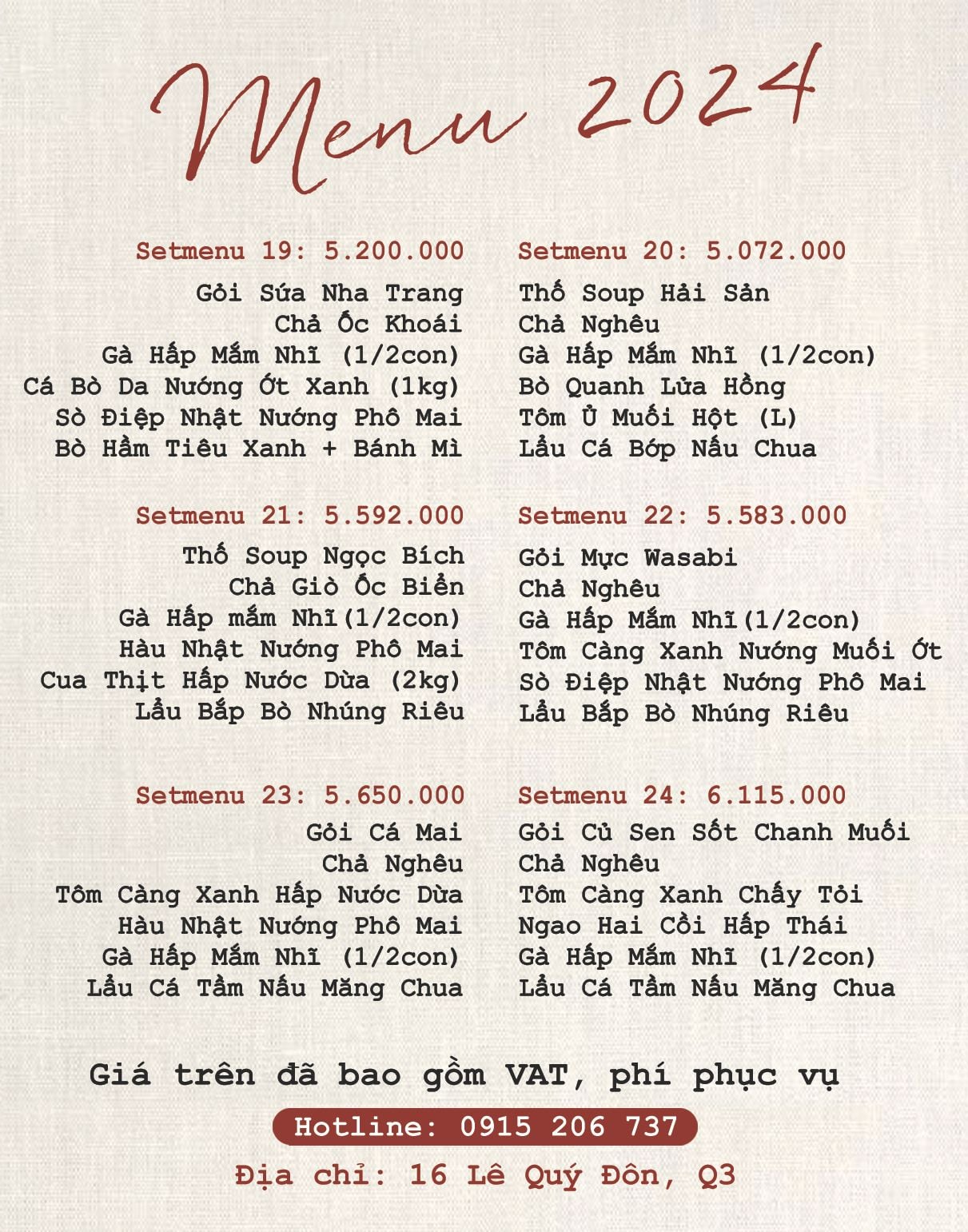  SETMENU TIỆC 5.000.000 - 6.000.000 