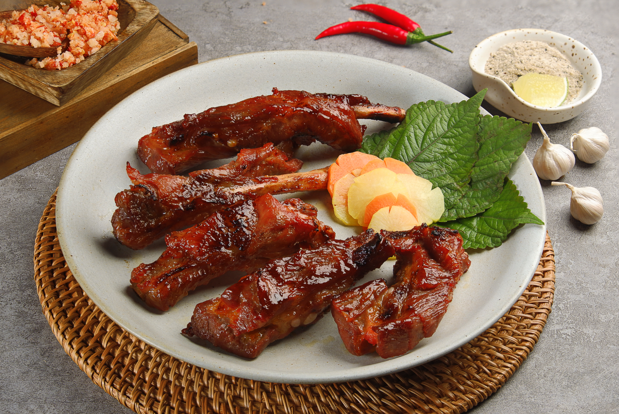  Sườn Chìa Nướng Muối Ớt - Grilled Pork Ribs With Salt And Chilli 