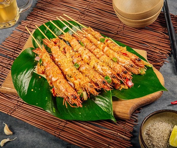  Tôm Ủ Muối Hồng Himalaya (10con) - Ocean Prawn Steamed With Pink Himalaya Salt (10 Pieces) 