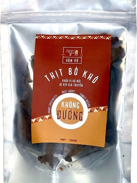 Bò khô Vân Vũ - Miếng - Không đường - 100g 