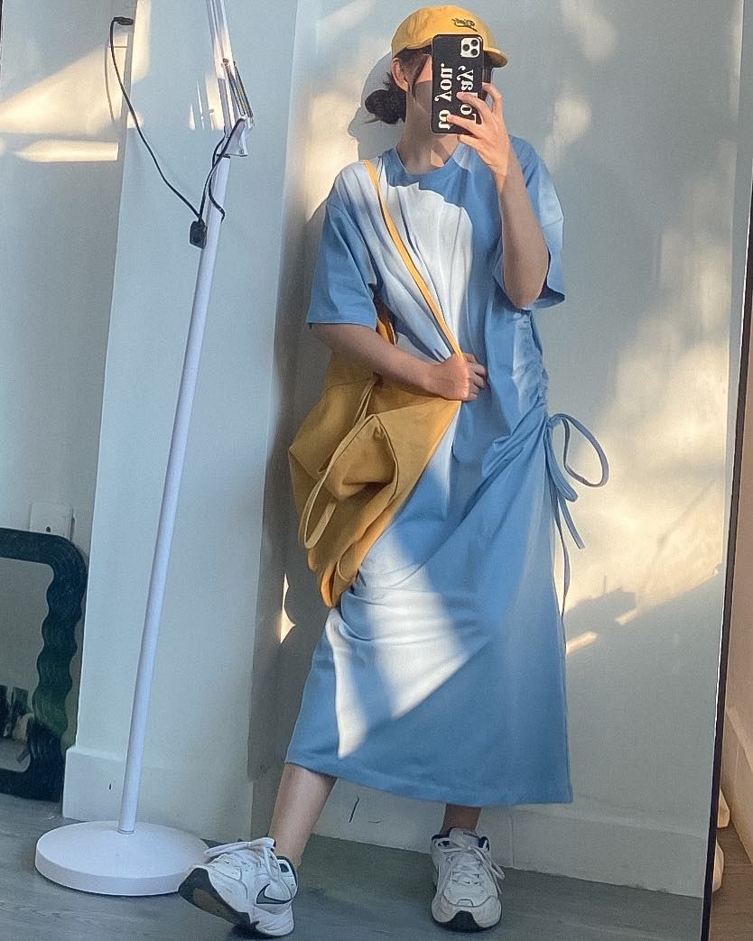  Đầm xanh rút dây 