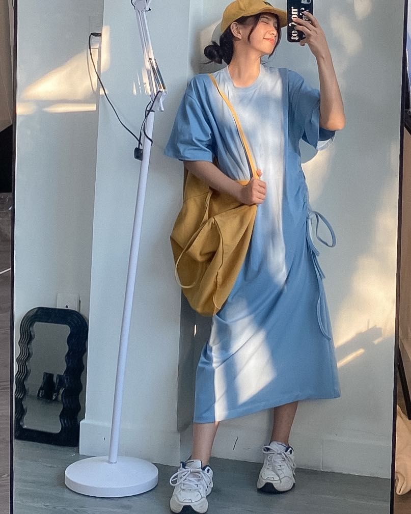  Đầm xanh rút dây 