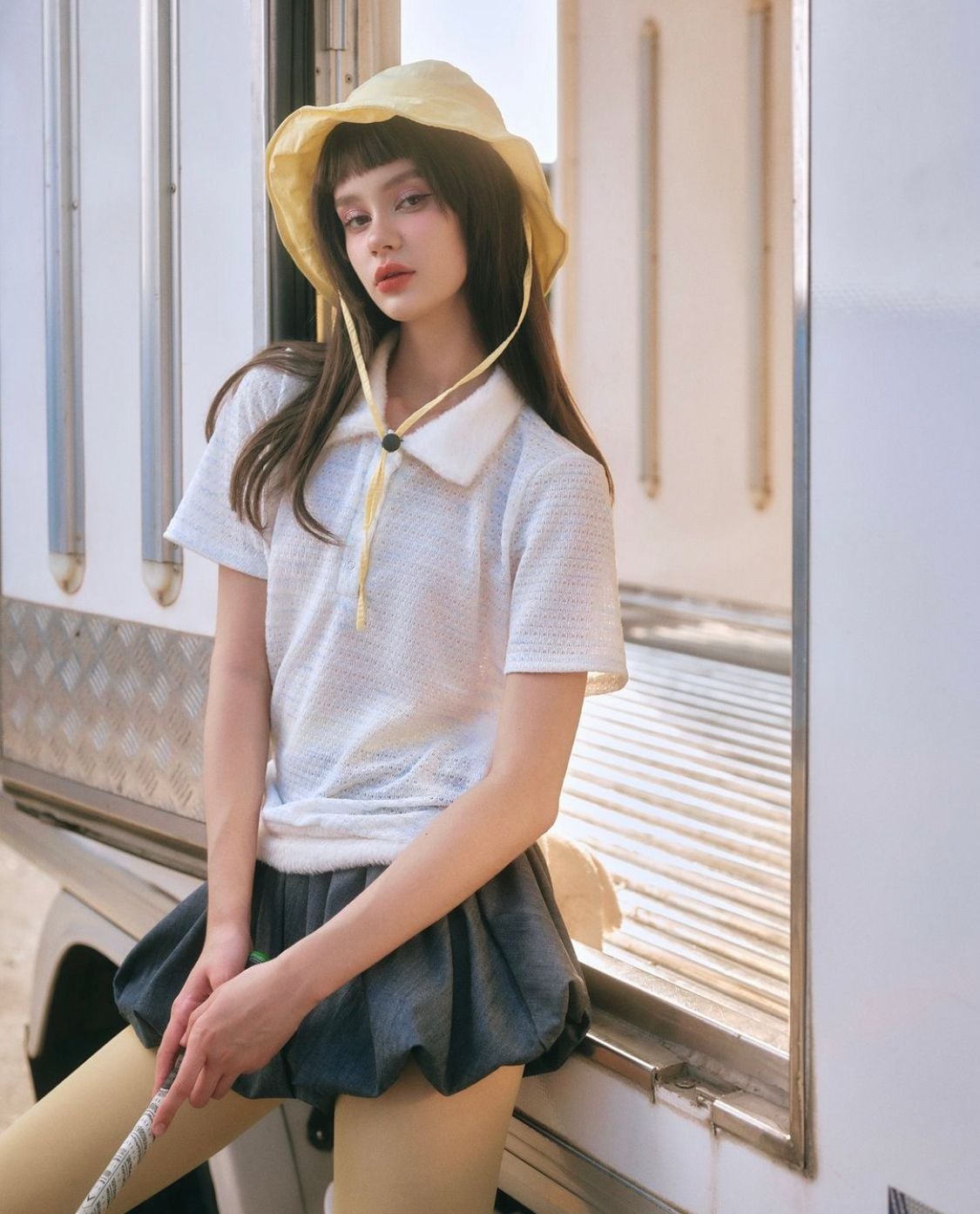  Áo polo phối cổ lông 