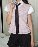  Ruffle Gilet - Áo gilet kiểu ruffle chất liệu thun bề mặt nỉ mịn 