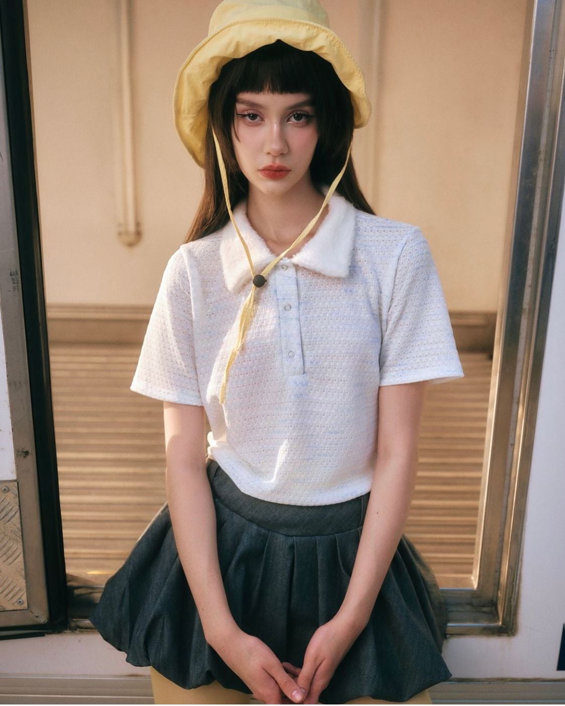  Áo polo phối cổ lông 