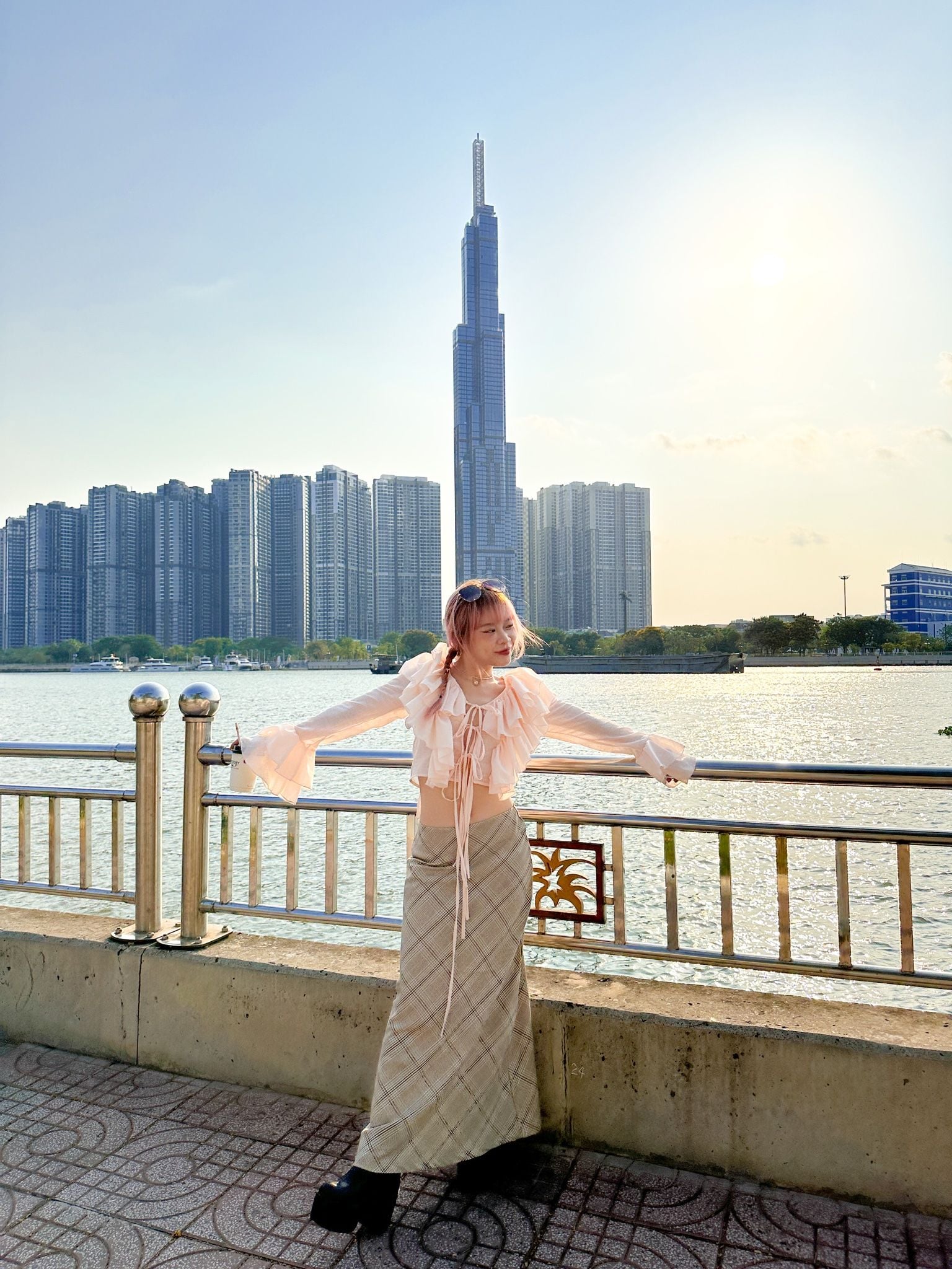  Vintage Checkered Maxi  Skirt 