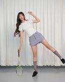  Chic Skort - Quần váy vải khắc hoa dập nổi với chi tiết ruffle 