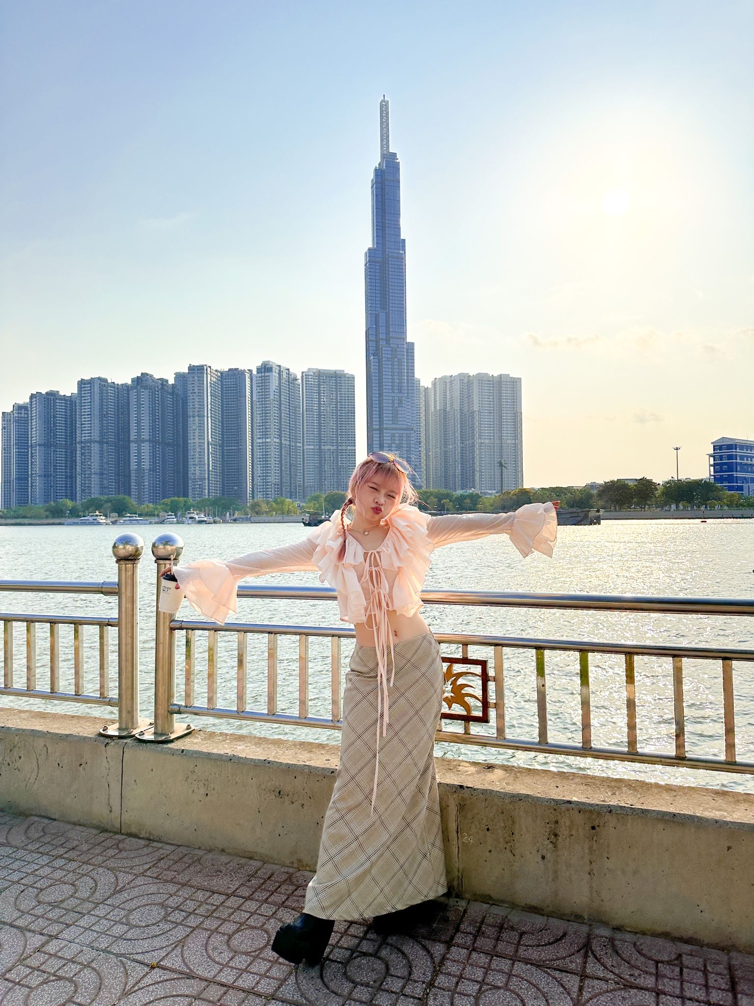  Vintage Checkered Maxi  Skirt 