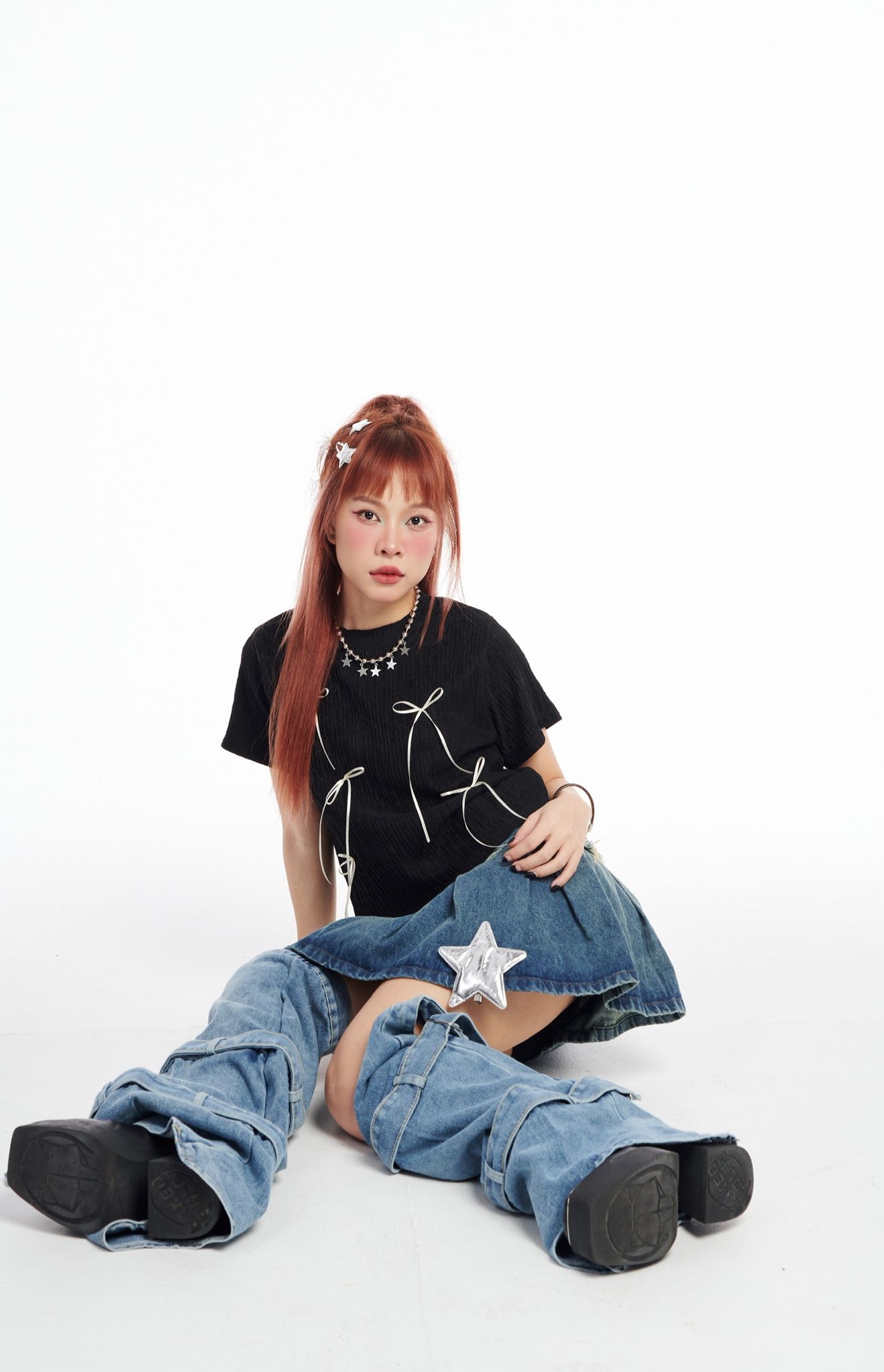  Áo thun xốp đính nơ 